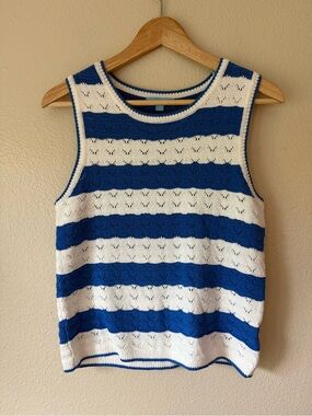 Draper James Blue and White Striped Knit Tank